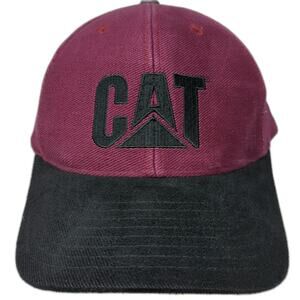Cyrk Snapback Red Black One Size Hat Caterpillar Logo Embroidered Cotton